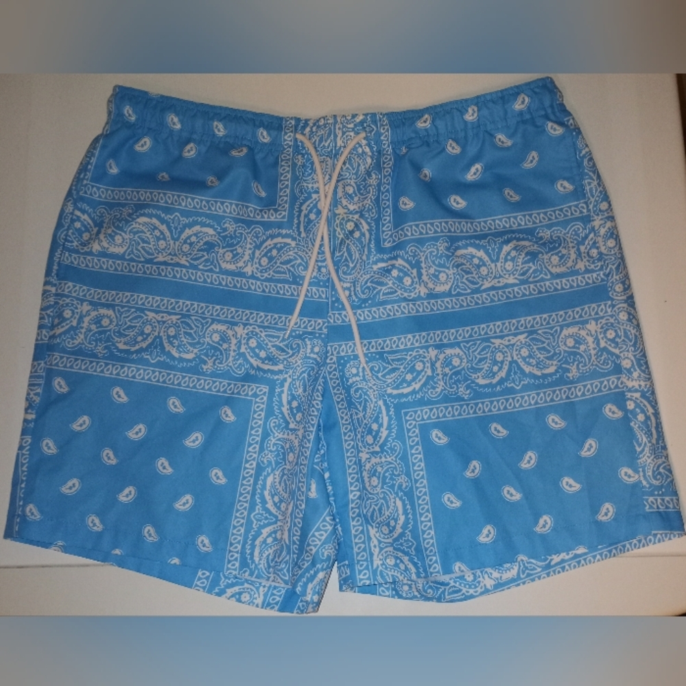 New w/o Tags SHEIN Blue and White Paisley XL Mens Shorts